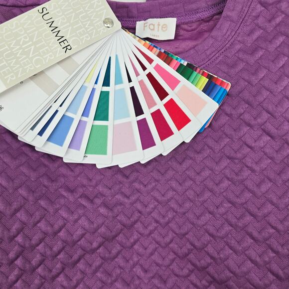 Fate Quilted Puff Sleeve Sweatshirt – Size Large (Dusty Orchid) - Picture 4 of 7